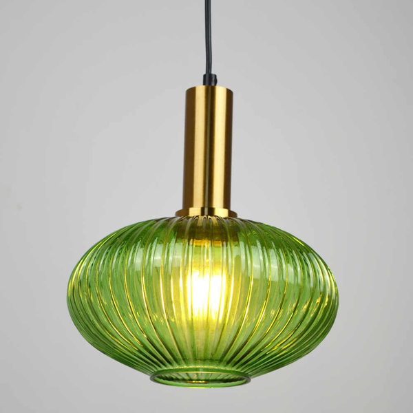 Plisowana LAMPA wisząca NORFOLK 314314 Polux szklany ZWIS do salonu loftowy zielony