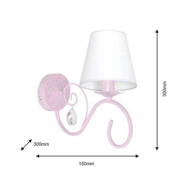 Kinkiet LAMPA ścienna SARA MLP1050 Milagro dziecięca OPRAWA abażurowa crystal jasnoróżowa
