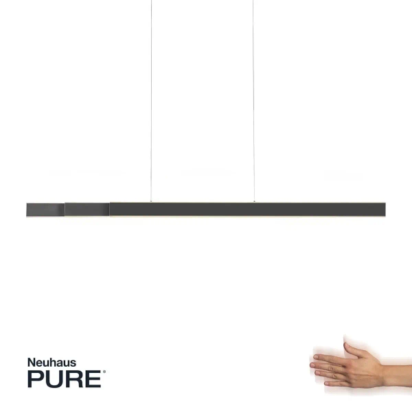 Lampa wisząca nowoczesna PURE-LUME antracyt LED 76W 2700-5000K podłużna listwa do salonu 2738-13