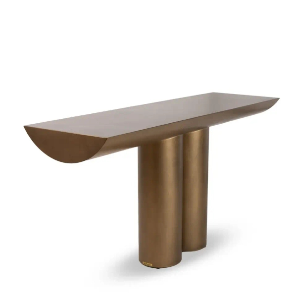 Złota konsolaTIDAL MM001501100370 metalowa do salonu 150cm