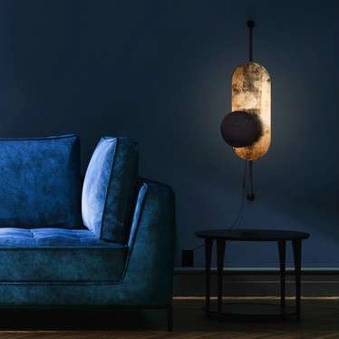 LAMPA ścienna WHEEL LUX 8430 Nowodvorski drewniana OPRAWA kinkiet dysk czarny złoty