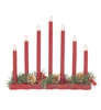Czerwony świecznik stołowy Hol 704018 dekorowany szyszkami