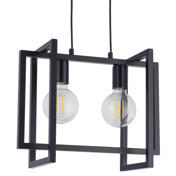 Prostokątna LAMPA wisząca EDEN 32232 Sigma metalowy zwis do sypialni czarny złoty