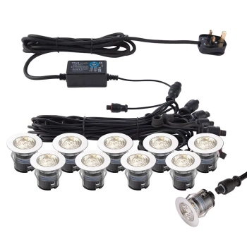 Tarasowe oczka zestaw 10 sztuk IKON 73348 LED 0,75W 3000-4000K IP67 srebrne