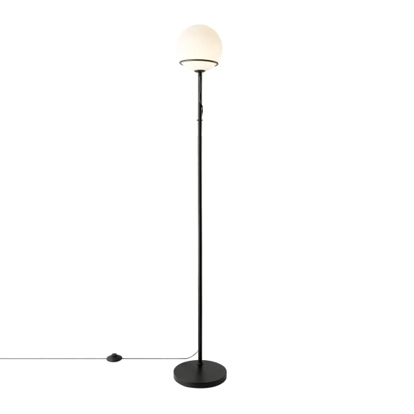 Podłogowa lampa kulista Wilson 2412594003 szklana metalowa czarna