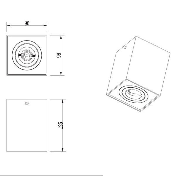 Nasufitowa lampa do sypialni BISCUIT 613000131 Trio kostka punktowa biały