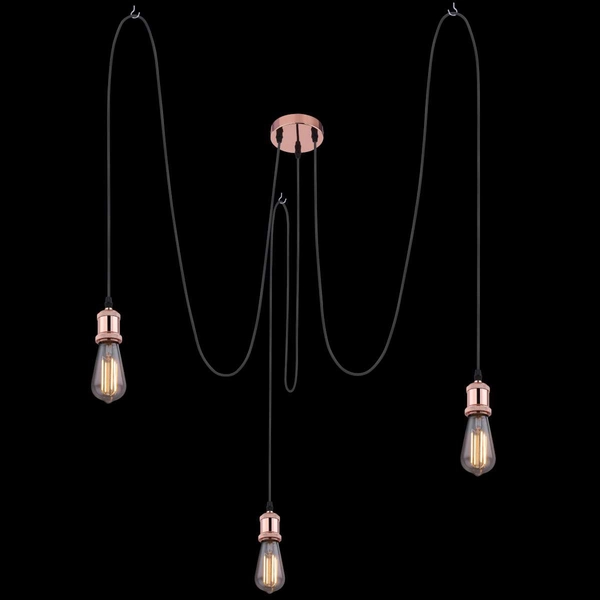 Industrialna LAMPA wisząca OLIVER A32-3 Globo loftowa OPRAWA metalowa ZWIS pająk czarny miedziany