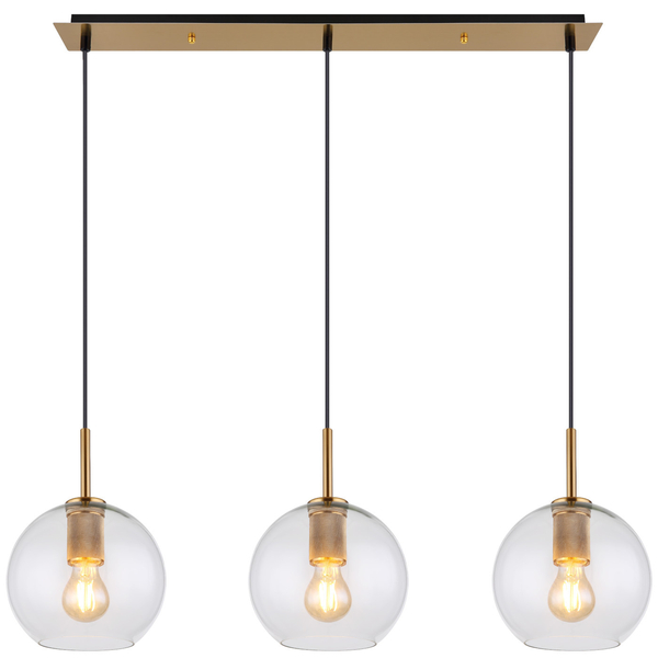 Wisząca LAMPA loftowa ADARA 15462H2 Globo szklana OPRAWA na listwie ZWIS kule balls przezroczyste mosiądz
