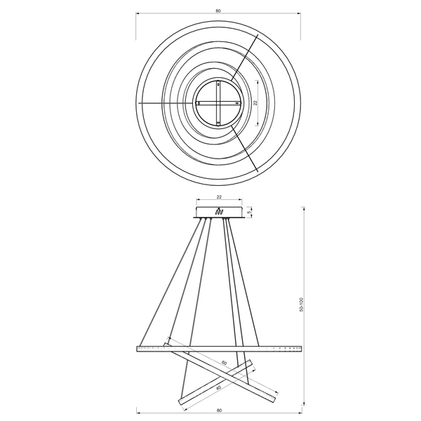 Lampa wisząca Galaxia ML8425 ring do salonu LED 85W złoty
