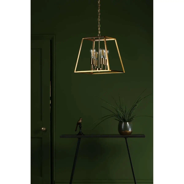 Łańcuchowa lampa wisząca Academy ACA8635 szklana metalowa mosiądz