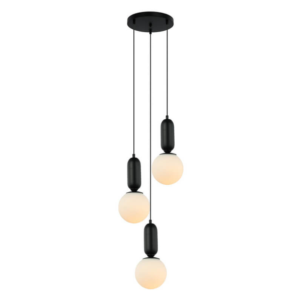 Wisząca lampa jadalniana Aldeva kaskada balls czarna biała