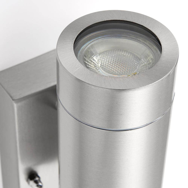 Podłużna lampa ścienna do ogrodu Palin PIR 75430 tubka IP44 srebrna