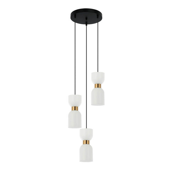 Zwisająca lampa sypialniana Monza PND-57602-3-BK+BRO Italux mosiądz biała czarna
