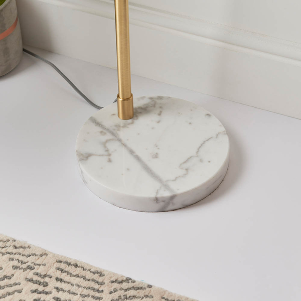Podłogowa lampa łukowa Otto 76613 kulista do salonu mosiądz biały