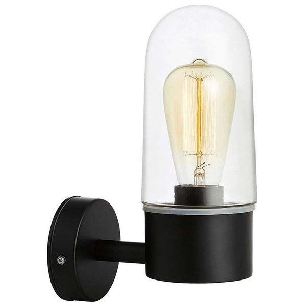 Kinkiet LAMPA industrialna ZEN 107800 Markslojd szklana OPRAWA ścienna tuba do łazienki loftowa IP44 czarna przezroczysta