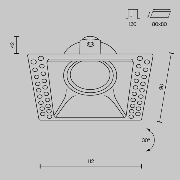 Wpuszczona oprawa z regulowanym kątem światła Dot DL042-01-SQ-B czarna