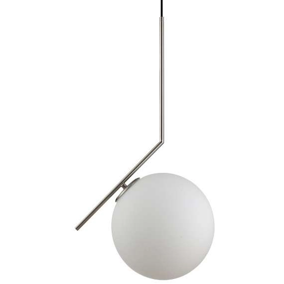 Wisząca LAMPA loftowa CONDI MDM-7475/1-M-SN MDECO metalowa OPRAWA zwis szklana kula ball satyna biała