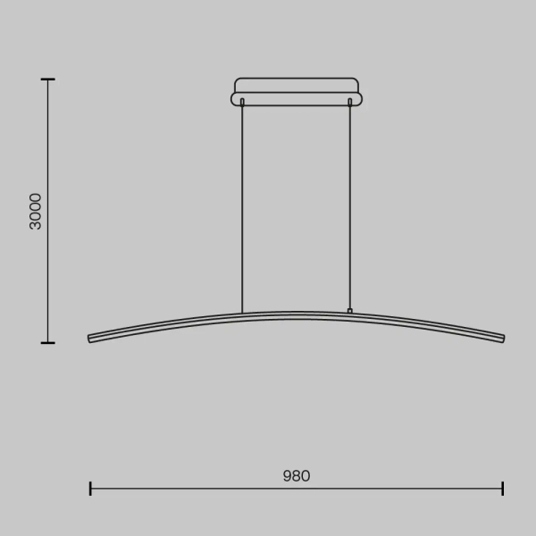 Zagięta wisająca lampa liniowa Curve MOD243PL-L18BSK mosiądz