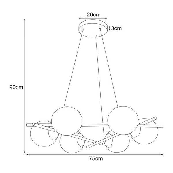 Lampa wisząca Arton K-4967 bubbles do jadalni biała czarna