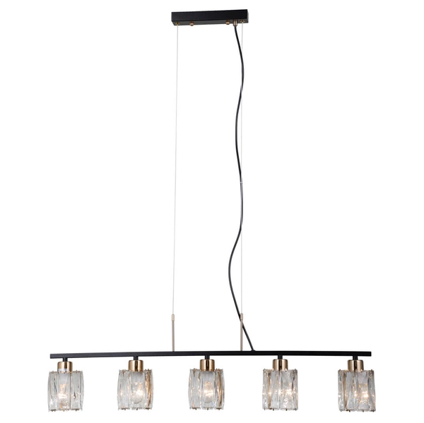 Szklana lampa wisząca tuby Simona PND-40814-5-BK-HBR czarny przezroczysty