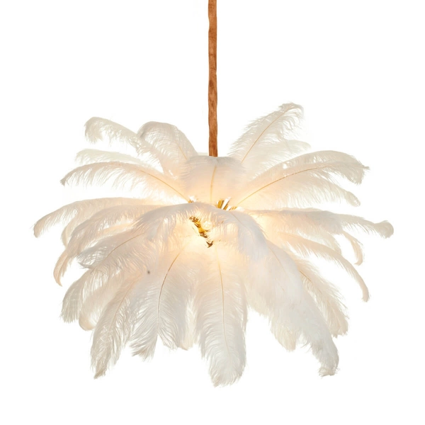 Wisząca lampa pióra EMU ST-DN127 white do salonu biały złoty