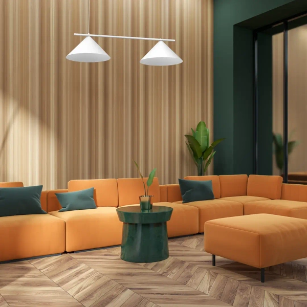 Wiszący żyrandol do salonu CAPITAL MLP0943 na belce stożki biały