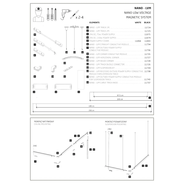 Moduł przewodzący zasilania zewnętrznego 1-faz 11740 natynkowy czarny