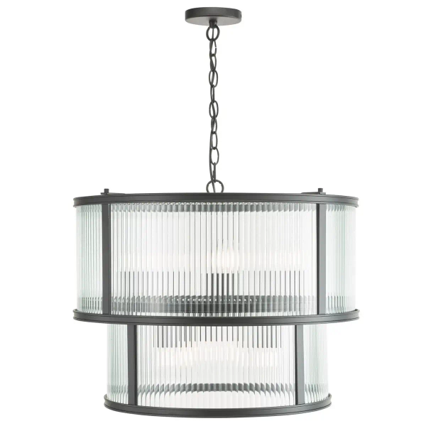 Loftowa wisząca lampa Bianka BIA0622 do salonu żebrowana czarna