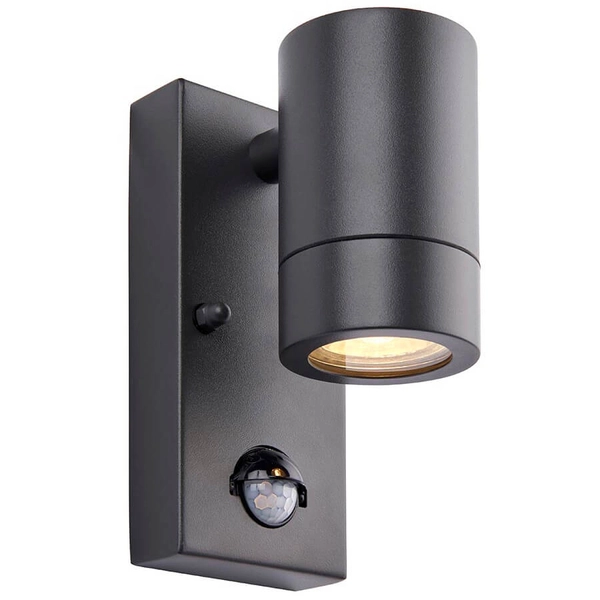 Tarasowa lampa ścienna Palin PIR 75099 tuba metalowa IP44 antracyt