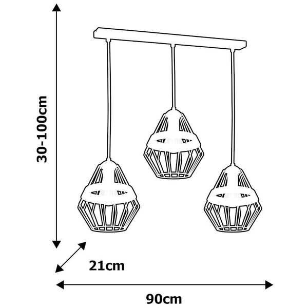 Druciana LAMPA wisząca CLIFF MLP5525 Milagro skandynawska OPRAWA metalowe klatki ZWIS na listwie czarny