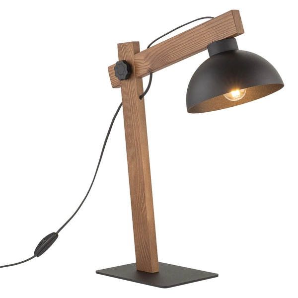 Lampka nocna rustykalna Oslo 5345 TK Lighting do sypialni drewniana czarna