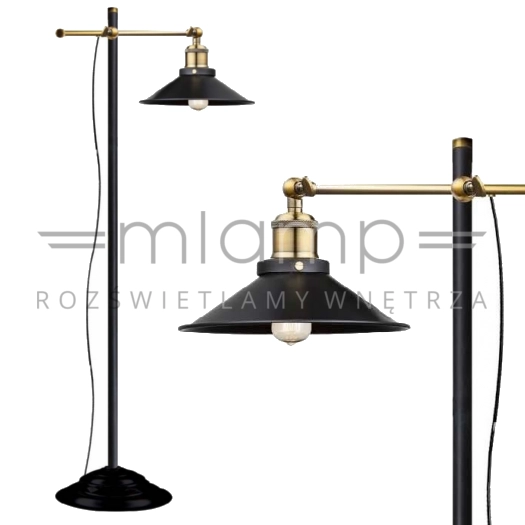 Industrialna LAMPA podłogowa LENIUS 15053S Globo stojąca OPRAWA metalowa loft czarna