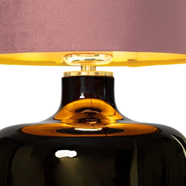 Biurkowa LAMPKA stojąca LORA 41052116 Kaspa stołowa LAMPA klasyczna szklana abażurowa czarna różowa