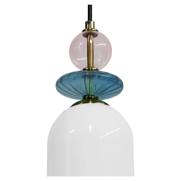 Zwisowa lampa szklana Tropea LP-2004/1P M WH kopuła biała niebieska