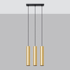 Lampa wisząca potrójna Lagos SL.1201 do salonu tuba modernistyczna złota