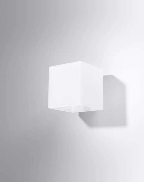 Kinkiet LAMPA ścienna SL.0212 szklana OPRAWA kwadratowa kostka cube przyścienna biała