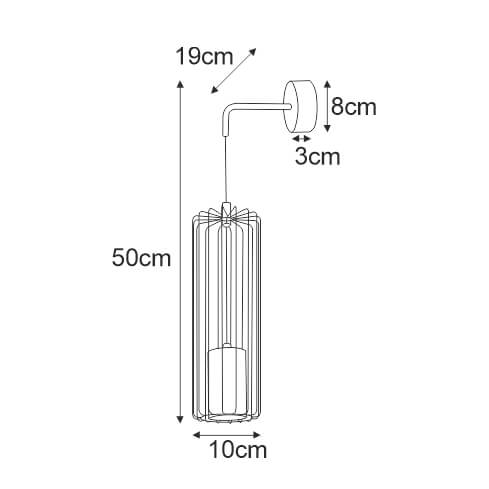 Ścienna lampa Falcon K-4934 drut do przedpokoju czarny