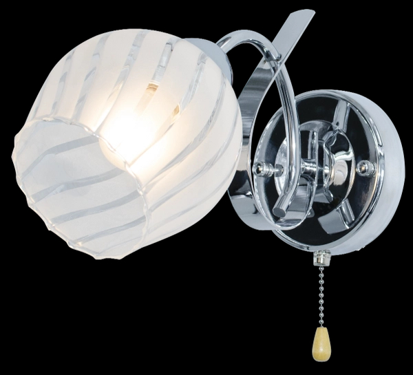 Szklana lampa ścienna 7138/1 8C kinkiet do sypialni chrom
