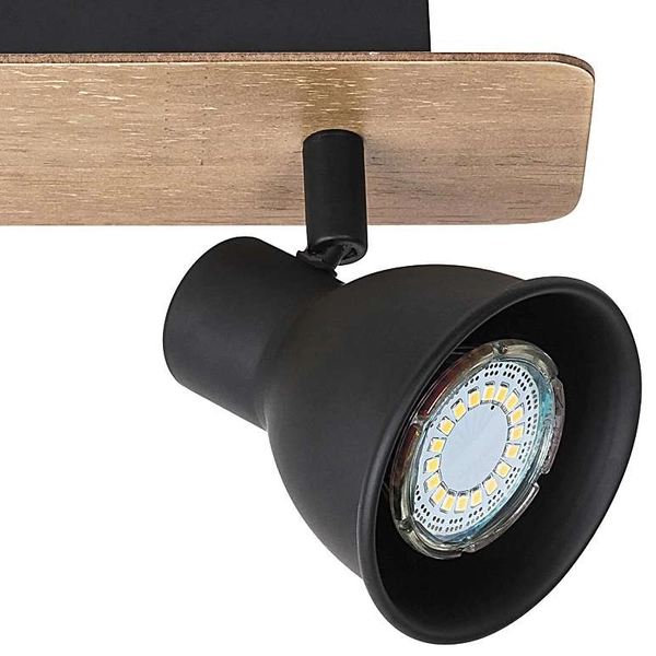 Plafon LAMPA sufitowa MAC 5903 Rabalux skandynawska OPRAWA metalowe reflektorki regulowane drewno czarne