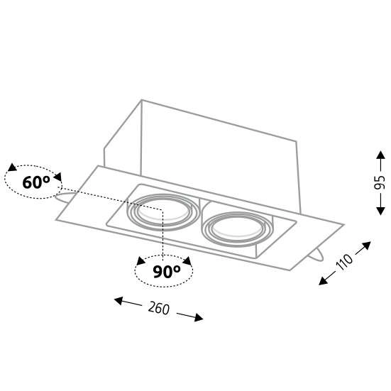 Spot LAMPA sufitowa EBINO 7316 Shilo podtynkowa OPRAWA do łazienki prostokątny wpust biały