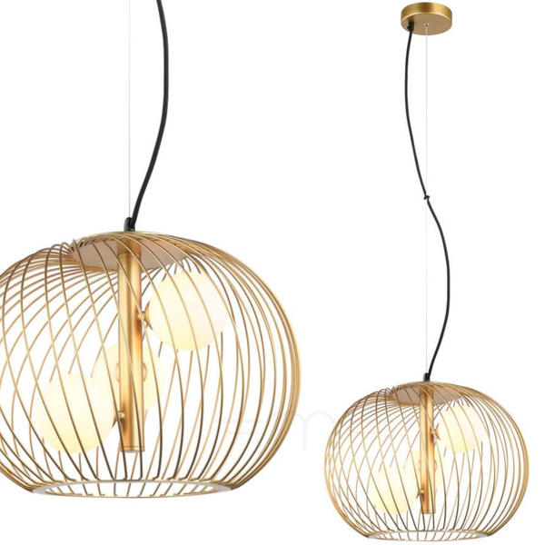 Druciana LAMPA wisząca CLARISA MDM-3843-3 GD Italux metalowa OPRAWA industrialny zwis złoty