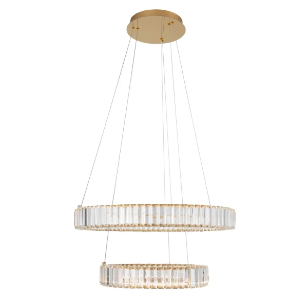 Pałacowa lampa wisząca Bauta pierścienie LED 48W złote