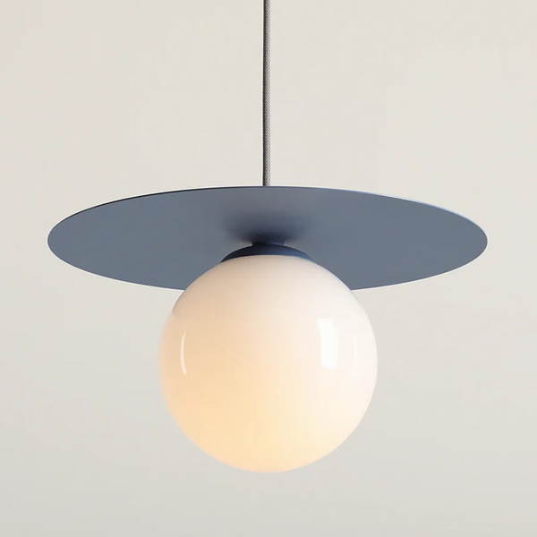 Szklana lampa wisząca Loop 1125G16_S Aldex kula ball biała niebieska