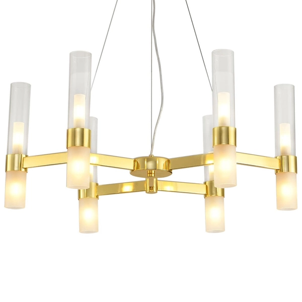 Wisząca lampa glamour Candela DN1505-6 gold Step szklane tuby złote