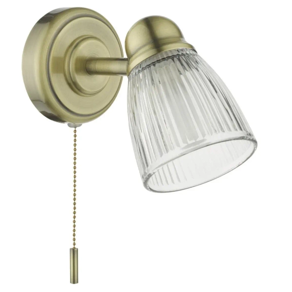 Szklana naścienna lampa Cedric CED0775 do łazienki IP44 mosiądz