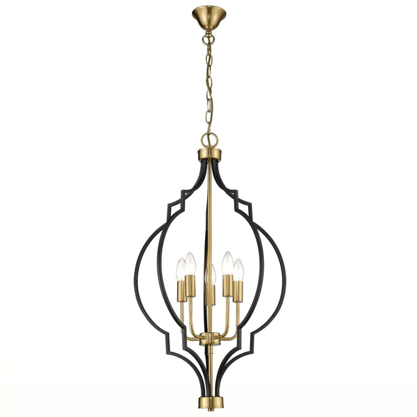 Industrialna LAMPA wisząca NASHVILLE P05186BK Cosmolight świecznikowy zwis na łańcuchu czarny złoty