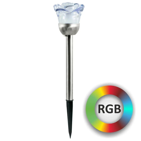Solarna lampa wtykana ROSE 312198 RGB dekoracyjna srebrna