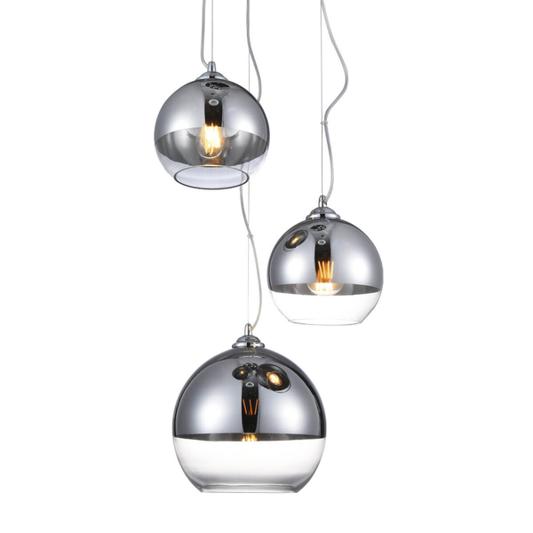 Wisząca lampa jadalniana Silver Ball kaskada nad stół chrom