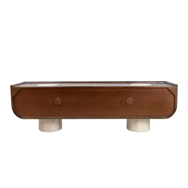 Szafka RTV PAGODA MM001501100410 brązowa beżowa drewno dekor marmuru 180cm