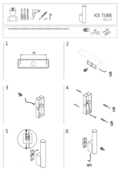 Łazienkowy kinkiet tuba Ice Tube 8121 srebrna lampa LED 5W 4000K